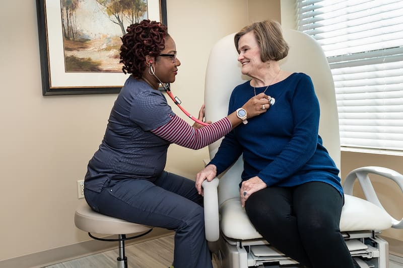 Lady receiving a check-up