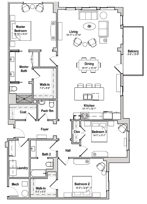 Sycamore 3 bedroom floor plan